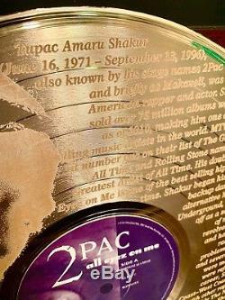 2pac Tupac Shakur Signed Autographed Cut Signature with Gold Vinyl Record Display