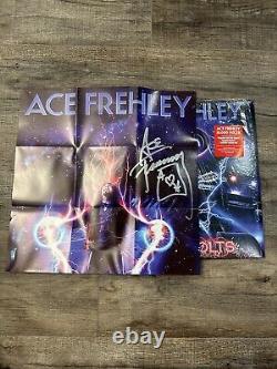 ACE FREHLEY 10,000 Volts SIGNED Poster + Limited Splatter Vinyl LP Kiss Record