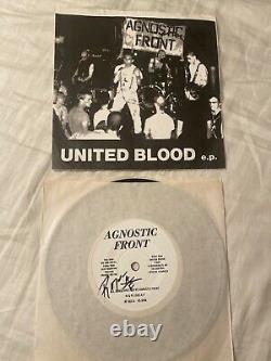 Agnostic Front United Blood 7 Signed by Roger Miret Vtg Vinyl