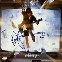 Angus Young & Brian Johnson AC/DC Signed Album Cover With Vinyl PSA/DNA #Z96969
