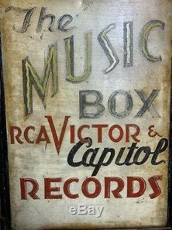 Antique Double Sided Sidewalk Advertising Sign RCA Victor Capital Records Vinyl
