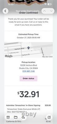 Ashnikko Smoochies Vinyl LP Hand Signed Indie Exclusive AUTOGRAPH PROOF White