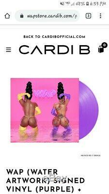 Autographed signed Cardi B WAP Limited Purple Vinyl with Megan Thee Stallion