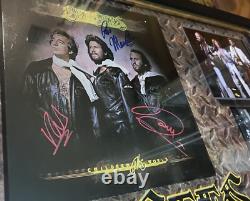 BEE GEES RARE AUTHENTIC FRAMED VINYL RECORD SIGNED BY ALL MEMBERS Certificate