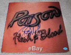 BRET MICHAELS POISON SINGER SIGNED FLESH AND BLOOD VINYL ALBUM RECORD WithCOA