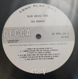 Bill Monroe Blue Grass Time Autographed Promotional Lp Dl-4896 Vinyl
