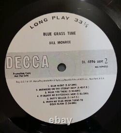 Bill Monroe Blue Grass Time Autographed Promotional Lp Dl-4896 Vinyl