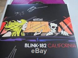 Blink 182 California Signed Autographed Vinyl Purple Record With Signed Drumhead