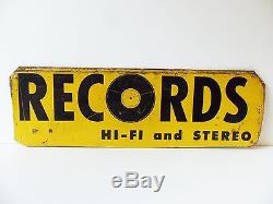 Cool Vintage Records Sign Old Original Record Store LP Hi-Fi Stereo Vinyl 78 45