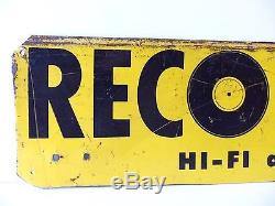 Cool Vintage Records Sign Old Original Record Store LP Hi-Fi Stereo Vinyl 78 45