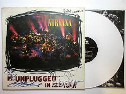 Dave Grohl Pat Smear Krist +3 Signed Nirvana MTV Unplugged WHITE Vinyl JSA