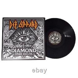 Def Leppard Signed Diamond Star Halos Vinyl Record Album Flat Beckett Autograph