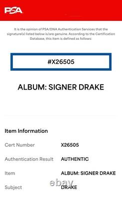 Drake Autographed PSA Authenticated Views Album Vinyl Record OVO Rap Hip Hop