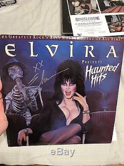 ELVIRA signed VINYL RECORD LP HAUNTED HITS Original 1988 Also Autographed Poster