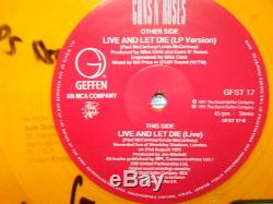 Guns N' Roses, Live And Let Die, Mega Rare, Fully Signed Vinyl 12 Single