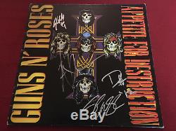 Guns N Roses Signed Vinyl Lp X4 Axl Rose Slash Appetite For Destruction Proof