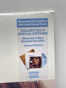 HAND SIGNED Taylor Swift Midnights Moonstone Blue Marbled Vinyl Autograph Insert