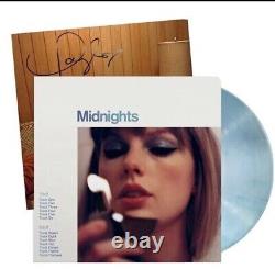 HAND SIGNED Taylor Swift Midnights Moonstone Blue Marbled Vinyl Autograph Insert