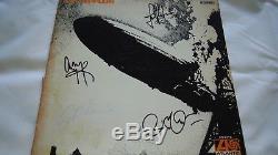 Hand Signed Led Zeppelin Debut 1969 Vinyl LP Record x 4 Inc Bonham with COA
