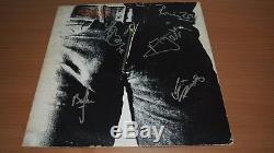 Hand Signed Rolling Stones Sticky Fingers US 1st Press Vinyl LP Record x 5 + COA