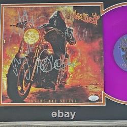 Judas Priest Band Signed Autographed Invincible Shield JSA Purple Record Vinyl