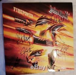 Judas Priest vinyl LP signed autographed by entire band Firepower Halford Tipton