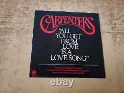 KAREN CARPENTER HAND SIGNED SLEEVE ONLY 1970s VG++ All You Get From Love 45