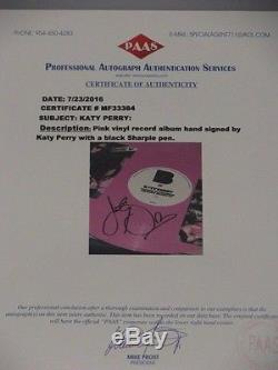 KATY PERRY Hand Signed Pink Vinyl Record + COA MF33384