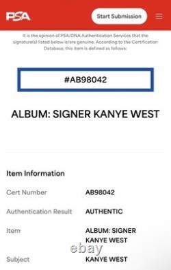 Kanye West PSA/DNA Autographed College Dropout Vinyl LP Rare