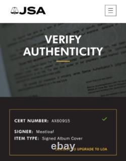 Meat Loaf Signed Dead Ringer Lp Jsa Cert Coa