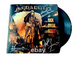 Megadeth Band Signed The Sick, Dying Dead Vinyl Record Album COA Dave Mustaine