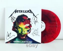 Metallica FULLY SIGNED Hardwired To Self Destruct 2 LP marbled RED vinyl