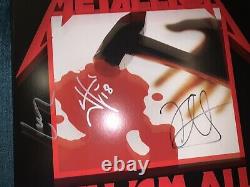 Metallica KILL EM ALL Autographed By 3 Album LP Cover Vinyl Guarantee 100%