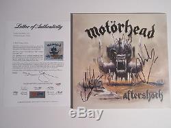 Motorhead Signed Aftershock Vinyl Record Lp Psa/dna Z05591 X3 Lemmy Mikkey Phil