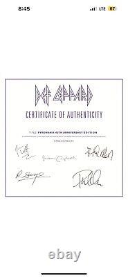 New Def Leppard Pyromania Colored Vinyl LP + Autographed Signed Certificate COA
