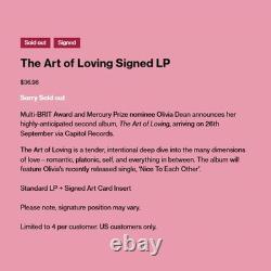 Olivia Dean The Art Of Loving SIGNED Vinyl Record LP PRESALE