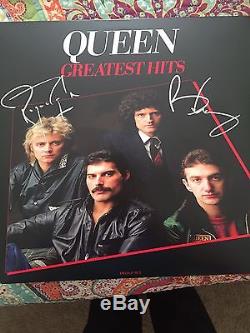 QUEEN SIGNED AUTOGRAPH GREATEST HITS RECORD VINYL BRIAN MAY ROGER TAYLOR w PROOF