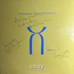 SIGNED King Crimson -Three Of A Perfect Pair LP FIRST PRESS Vinyl Record Belew