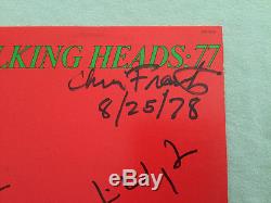 Talking Heads 77 Vinyl 12 SR 6036 Signed by all 4 members 8/25/78