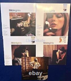 Taylor Swift Midnights Full Set 4 Color Vinyls Signed Photo Sealed In Hand