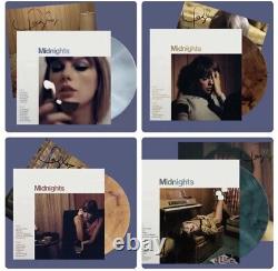 Taylor Swift Midnights SIGNED Vinyl Set Of 4 Jade Blood Mahogany Blue PRESALE