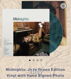 Taylor Swift Midnights Vinyl With Hand Sign Photo Set Of 3 Jade Mahogany Blood