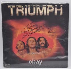 Triumph 1976 LP vinyl Record Album Inscribed signed by Rick Emmett Mike Levine