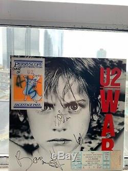 U2 WAR Signed Autographed Vinyl with Backstage Pass and Concert Ticket From 1983